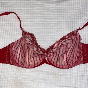 Red and pink VS lace bra